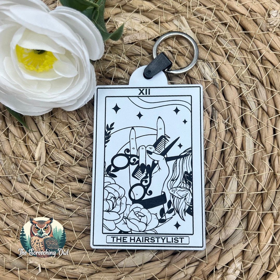 Hairstylist Tarot Card Acrylic Keychain