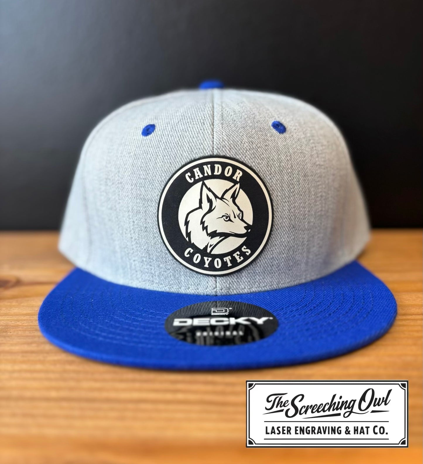 Candor Coyotes - Flat Bill Structured Hat - Heather Gray/Royal Blue
